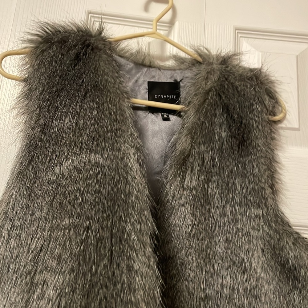 Dynamite fur faux Vest Dark grey .